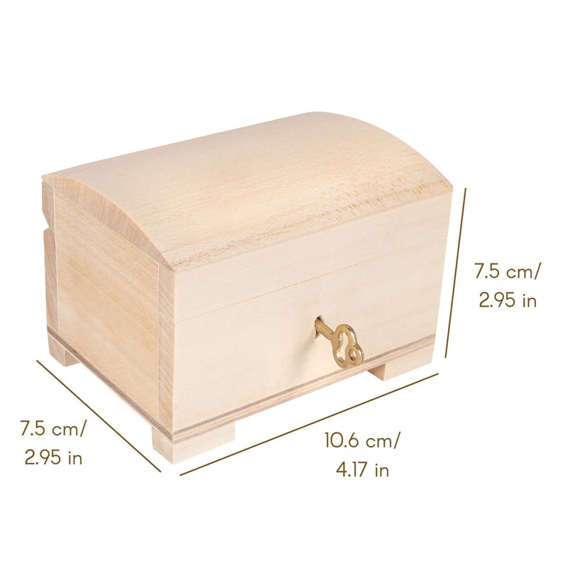 Creative Deco Small Wooden Lockable Jewellery Box | 10.6 x