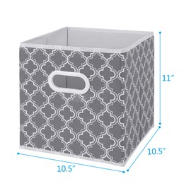 MAX Houser Fabric Storage Bins Cubes Baskets Containers with Dual Plastic Handles for Home Closet Bedroom Drawers Organizers, Flodable, Set of 6 (Grey2)