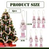 6p 12cm Pink Wooden Christmas Nutcracker Soldiers,Pink Christmas Ornaments,Christmas Tree