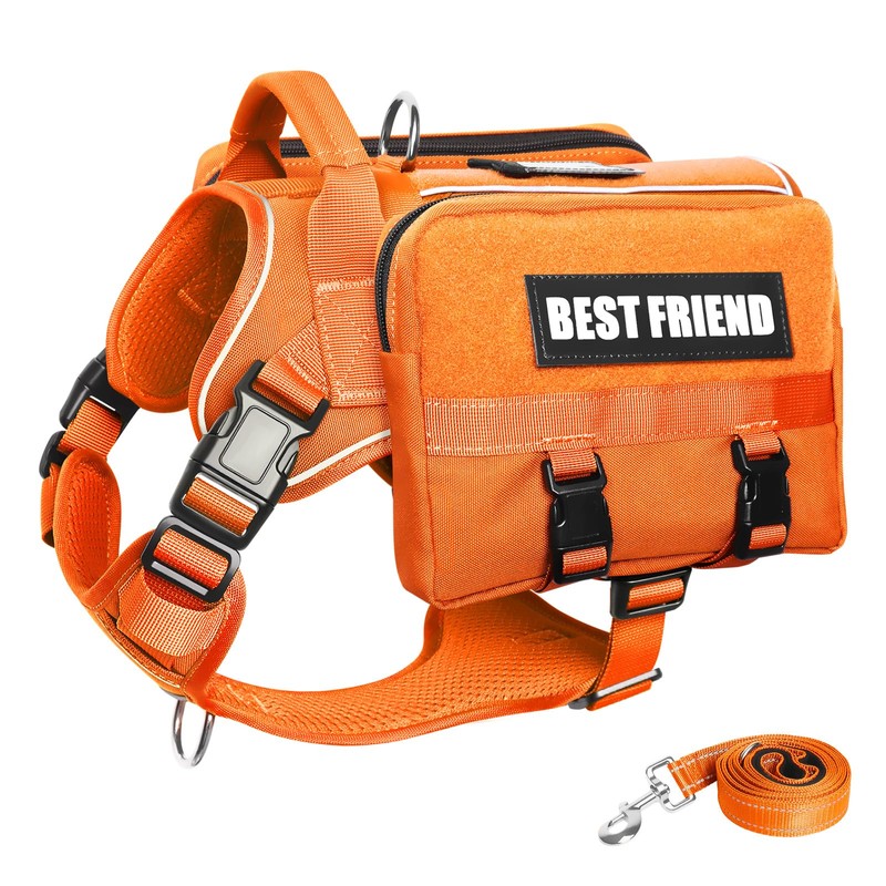 MOOGROU Dog Backpack Harness and Leash Set for Large Dogs