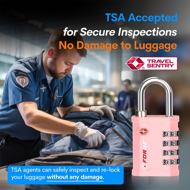FORGE 4 Digit 17067 TSA Approved Combination Lock, Great for