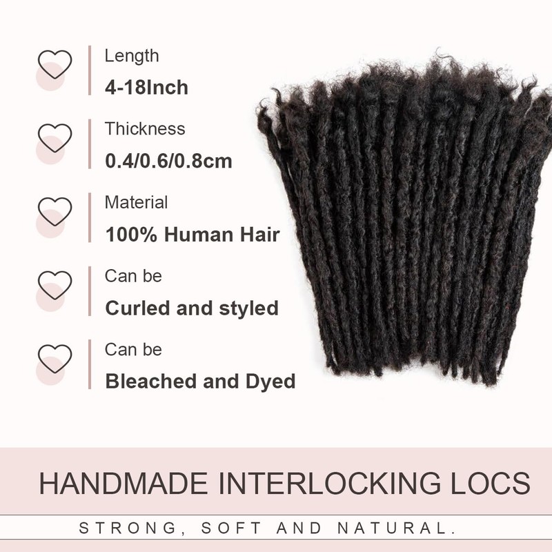 DAIXI Handmade Interlocking Locs Real Human Hair Permanent Loc Extensions