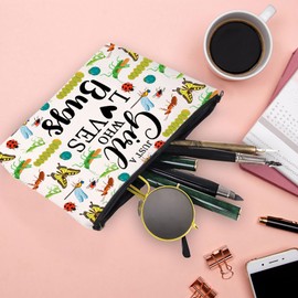 XYANFA Flying Insect Makeup Bag Insect Lover gifts Entomologist Gifts Insect Gifts For Women Insect Collector Gift Zipper Pouch (WHO LOVES BUGS)