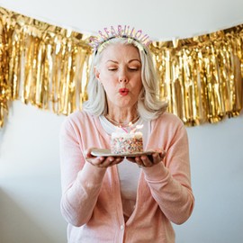 CIEHER 60th Birthday Crown 60 and Fabulous Birthday Headband, 60th Birthday Gifts for Women Friends, 60th Birthday Decorations for Women - Pink