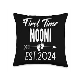 First Time NOONI Est.2024 Pregnancy Announcement Baby Shower Throw Pillow, 16x16, Multicolor