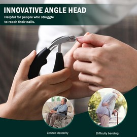 FVION Innovative Angled Head Toenail Clippers, Professional Ingrown Toe Nail Clippers for Thick Nails Seniors, Slanted Nail Clippers with Catcher, Pedicure Toenail Cutters Toenail Scissors