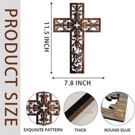 TTPSRY Kruzifix Kreuz Wandbehang Holzkreuz Kreatives Hohles 3 PCS Wanddekor Künstlerisches Hängedekor für Zuhause Kirche Wohnzimmer & Schlafzimmer（Braun B）