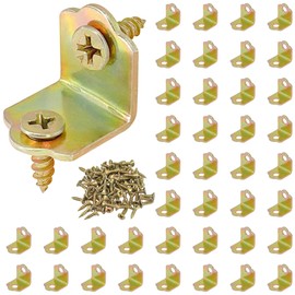 40 PCS Small Metal L-Shaped Corner Brackets with Screws, 90-Degree Right Angle Brackets for Repairing and Reinforcing Wooden Furniture, Beds, Frames, Cabinets, Chairs