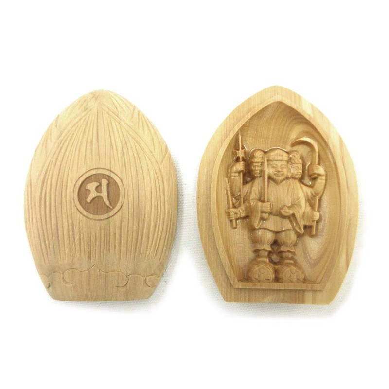 木彫 of Buddhist Buddha/香合 French Triple Surface 大黒天 Seat Bale