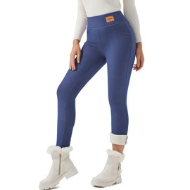 JK SUE JONES Women Winter Warm Thick Leggings Fleece Lined Jeggings Jeans Stretchy Soft Thermal Sherpa Pants Cashmere High Waist Tights