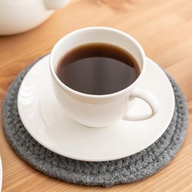 Bicuzat Pure White Fine Bone China Cup and Saucer Set, 8 Oz Cappuccino Coffee Cup Saucer Set
