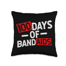 100 Days Of Band Aids Celebration School Nurse Throw Pillow