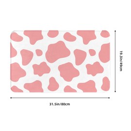 Zisqerts Pink Cow Print Rug Bathroom Rugs Bath Mat Area Rug Shower Mat Non Slip Bathtub Mat Super Absorbent Machine Washable Cute Rug for Bedroom Home Room Bathroom Kitchen Decor 20x31.5 Inch