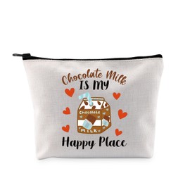 G2TUP Chocolate Milk Lover Gift Chocolate Milk Is My Happy Place Makeup Bag Chocolate Lover Cosmetic Bag Milk Drink Merch (Chocolate Milk MB)