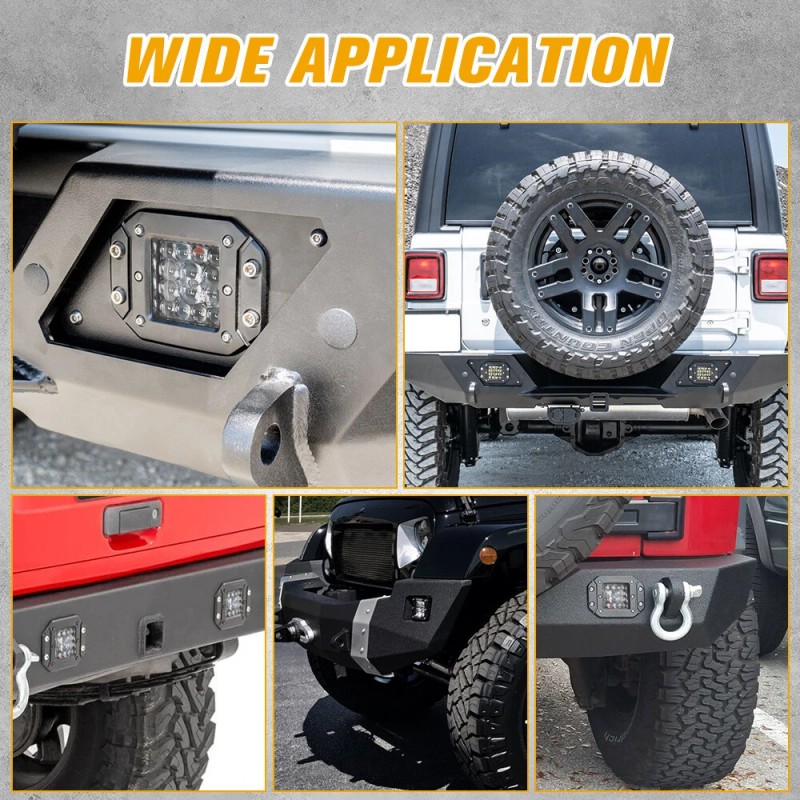 yeego_offroad Pair LED Work Lights Flush Mount Flood Cube Pods