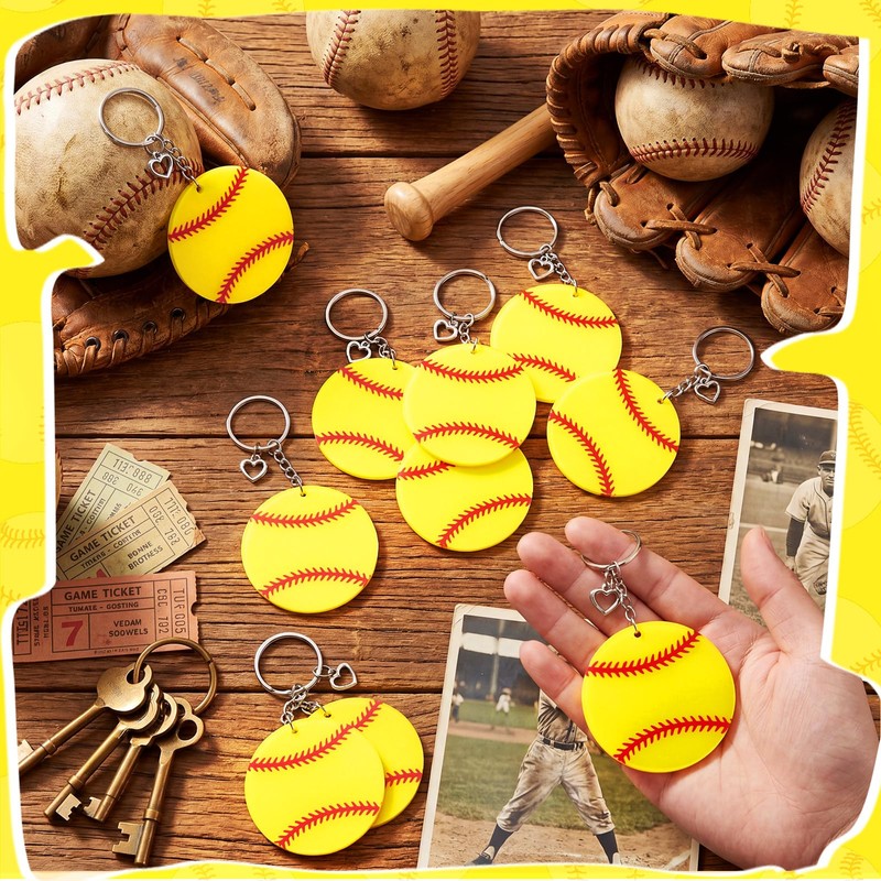 Equsion 24 Pcs Christian Softball DIY Keychains Gift Bulk with