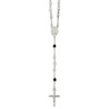 Sterling Silver Polished Black Crystal Rosary Necklace