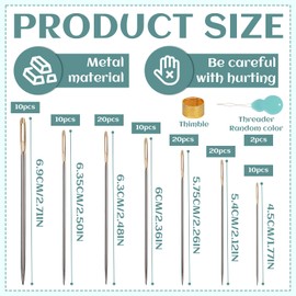 GarfxG 100 PCS Hand Sewing Needles, Large-Eye Sewing Needles 7 Assorted Sizes, Embroidery Needles, Knitting Needle Kit for DIY, Hand Sewing and Mending, Embroidery