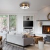16 Inch Farmhouse Flush Mount Ceiling Light With Seeded Glass,