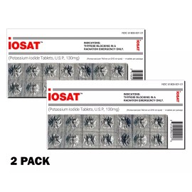 Iosat Anti Radiation  Iosat Potassium Iodide Tablets, 130mg Adults 2PACK 14 Tablets EA