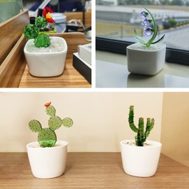 HIGHAWK Ruri Crafts, Decorations, Ornaments, Objects, Accessories, Potted Plants, Interior Figurines, Artificial Plants, Mini Flowerpots, Ornaments, Handmade Entryway, Desk, Table, Glass Art (Sphere Cactus)