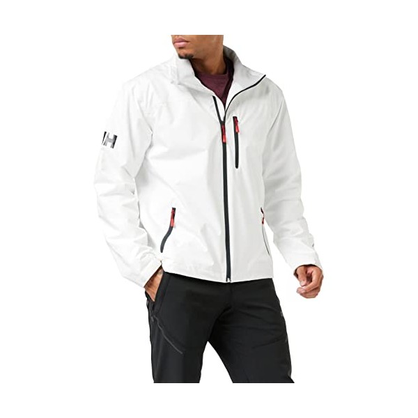 Helly Hansen Men's Crew Midlayer Fleece Lined Waterproof Windproof Rain Jacket, 001 Bright White, Large