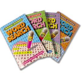 Three Little Twigs: Pocket Puzzle Books Bundle - 8 Books - 4 Crossword, 4 WordSearch - 5x8, 96pcs Ea, Word & Number Activities, Kids Ages 9+