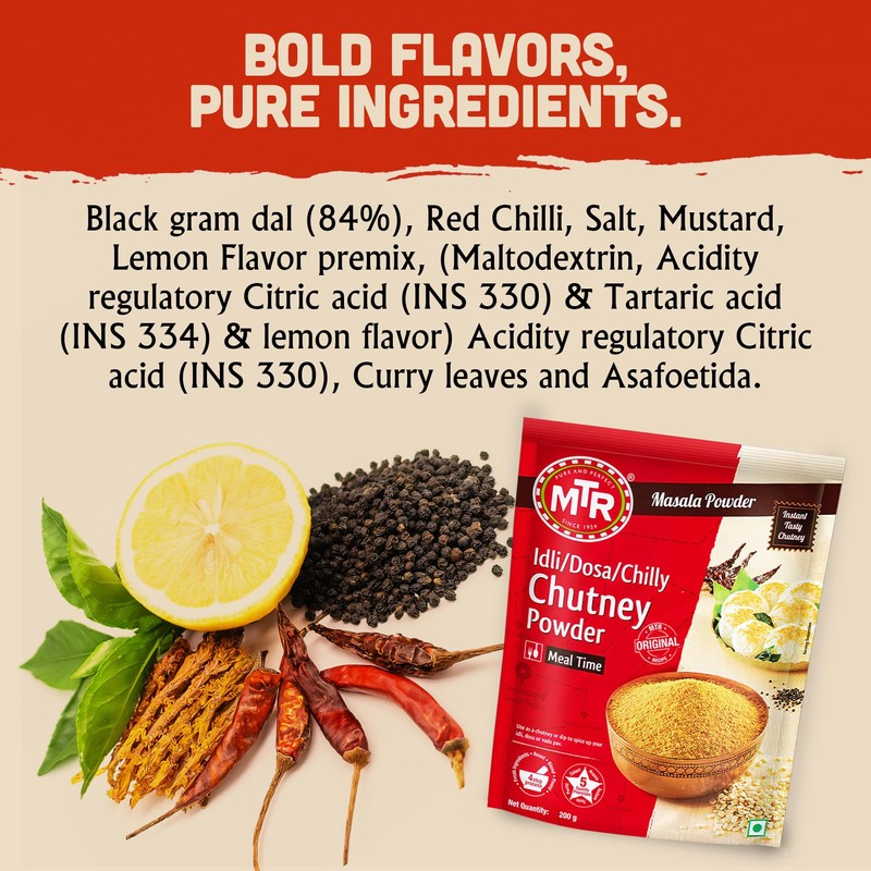 MTR Spiced Chutney Powder - Indian Spice Blend with Black