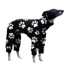 Cnkwei Dog Pajamas Medium Large Dog Paw Printed Greyhound Pajamas Jumpsuit Bodysuit Black White