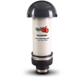 OdorHog Mushroom Cap Vent Stack Pipe Filter 1.5" PVC Clamp On, Removes Outdoor and Sewer Odor Problems