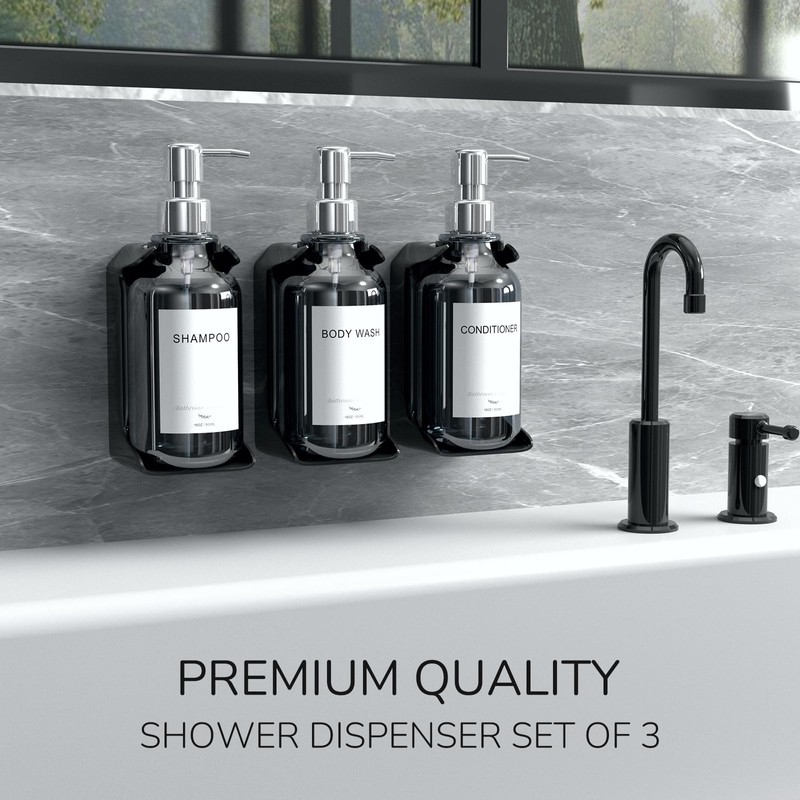 Stylish Shampoo and Conditioner Dispenser Wall Mount Set of 3