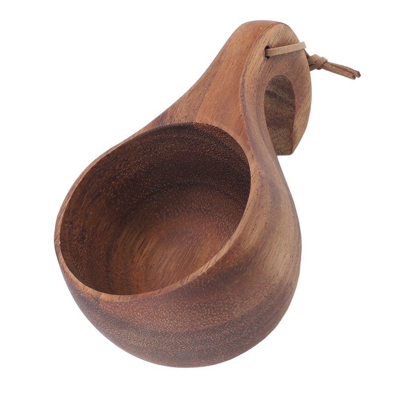 Wooden Coffee Cup with Handle Comfortable Grip Rustic Decorative Milk