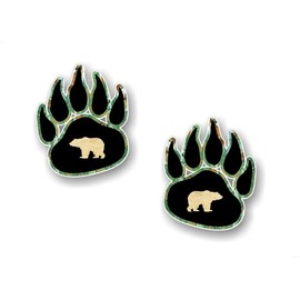 2 Grizzly Bear GREEN Camo Paw Print 5'' Vinyl Decals Sacred Animal Circle Native American Indigenous Spiritual Animals Vinyl Stickers (GREEN Camo Design)