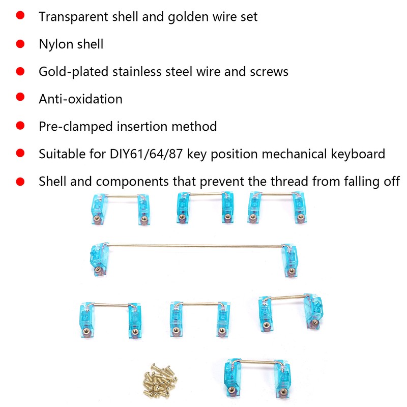 Mechanical Keyboard Stabilizer 2 Specifications with Golden Wire Keycap Accessory