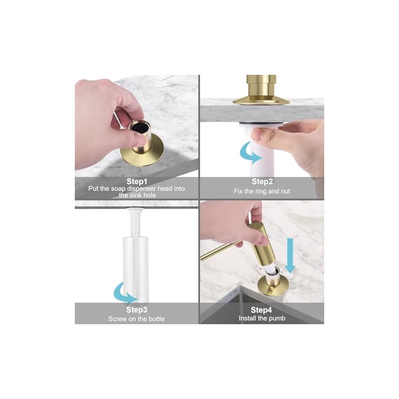 Samodra Sink Soap Dispenser, Metal Pump Head Liquid Lotion Countertop