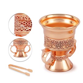 HOCUROAY Metal Incense Burner with Resin, Incense Holder for Counters, Meditation Room, Yoga, Spa, Aromatherapy (Rose Gold), Includes Tongs and Removable Ash Tray