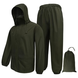 LOOGU Men's Rain Suit - Rain Gear for Men Waterproof, Lightweight Rain Coat, Breathable Mens Rain Jackets Hood and Pants