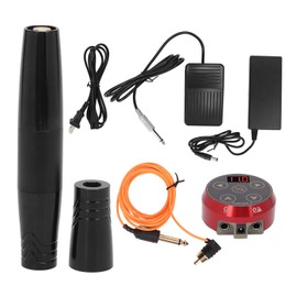 Tattoo Machine Pen Kit Double Output Power Supply Foot Pedal Complete Tattoo Kit for Liner Shader 100‑240V US Plug