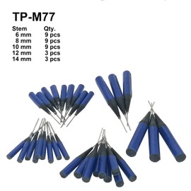 ZERINT TP-M77 Tire Repair Plug Stem Kit 33 pcs,Wrapped stem: Dia. 1/4" (6 mm) 9 pcs, Dia. 5/16" (8 mm) 9 pcs, Dia. 3/8" (10 mm) 9 pcs, Dia. 1/2" (12 mm) 3 pcs and 9/16" (14 mm) 3 pcs in a Box