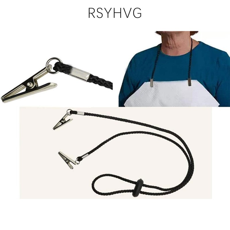 RSYHVG 2 PCS Black Adjustable Bib Holder Clips Napkin Holders