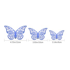 AIEX 24pcs 3D Butterfly Wall Stickers 3 Sizes Butterfly Wall Decals Room Wall Decoration for Bedroom Party Wedding Decors (Loyal Blue)
