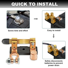 2PCS Top Post Battery Disconnect Switch, 12V/24V 250/750 Amps Battery Disconnect Switch Knife Blade Isolator Power Cutoff Switch, for Auto Car RV-Marine Boat Truck Vehicle(Negative,Vertical)