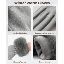 unifun Winter Gloves for Women Fleece Lined Gloves Warm Driving Thermal Gloves Ladies Touch Screen Gloves Windproof Thick Cuff Gloves
