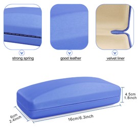 SMARTTOP Hard Shell Eyeglass Case- Sunglasses Glasses Case With Cleaning Cloth,Portable PU leather Eye Glass Carry Case (Light Blue)