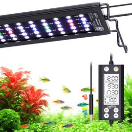 SEAOURA Aquarium LED Light with Thermometer, 48-54in Full Spectrum Lights for Fish Tank, 24/7 Programmable with Power Off Memory, WRGB Custom, 20 Level Dimmable Brightness for Freshwater Aquariums