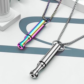 SUPPLIIONLINE Calm Flow Breathing Necklace – 2PCS Stainless Steel Mindful Breathing Tool for Anxiety Relief, Meditation & Stress Reduction – Necklace Gift for Men & Women (Rainbow and Silver)