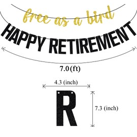 Gold Glitter Free As A Bird Happy Retirement Banner, I'm Retired/Who Said You Could Leave, Retirement Farewell Party Decorations Supplies