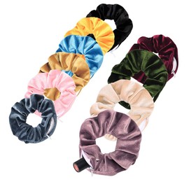NANUNU Fashion Hair Ring Velvet Scrunchie with Zip Pocket Elastic Hair Bar Fashion Hair Accessories for Girls Women Gifts