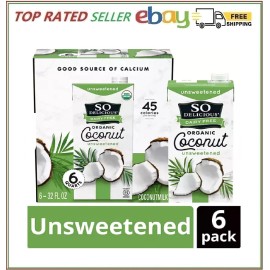 So Delicious Dairy-Free Organic Coconut Milk, Unsweetened, 32 Ounce (Pack of 6)