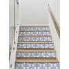 Damask Leaves Peel and Stick Stair Riser Strips (Royal Blue,